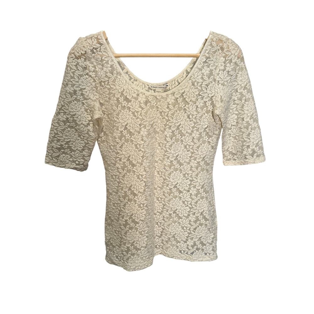 Banana Republic Stretchy Lace Ballet Neck Tee Size Sm
